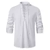 Mens Cotton Linen Medieval Gothic Renaissance Shirts Långärmning Viking Pirate Come Top Shirt Men Casual Chemise Homme XXL L220704