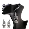 Dangle Lustre Femme Vintage Argent Couleur Paon Jhumka Boucles D'oreilles Bijoux Turc Sculpté Cloches Déclaration Tribal Gypsy JewelryDang