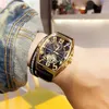 Wristwatches Luxury Automatic Mechanical Watch For Men Sports Watches Tourbillon Skeleton Military Male Clock Cool Tonneau Man WristwatchWri