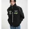 Jaqueta de motocicleta de hip hop masculina mulher bordando bordado vintage unissex casaco solto algodão de algodão jaquetas hombre t220816