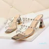 Beroemd design zomer bing sandalen slipper dames hoge hakken sexy puntige teen kristallen band lady bruiloft feestjurk pompen