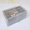 Storage Boxes 1/2/3drawers transparent clear Acrylic velvet jewellery storage box and Earring Rings Necklaces display jewelry organizer