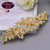 Gouden dubbele uiteinde insteekkam Diamant Tiara Barok Kristal Bruidshoofddeksels Kroon Strass met Bruiloft Sieraden Haaraccessoire4710640