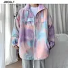 Streetwear Trend Spring en Autumn Tie Dye Gedrukte Jackets Zipper Oversize Loose Coat Korea Fashion Outdars M3XL 210412