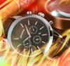 Sub Disadas Die Men Luxury Watches 43mm MOVIMENTO JAPANOMENTZ Quartz preto Cinturão de couro marrom Empresa da Suíça Strocumpathipping