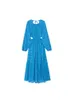 KUMSVAG Zomer Women Vintage Midi Dress Solid Hollow Out Borduurwerk oneck vrouwelijke elegante losse feestjurken Vestidos 220704