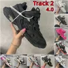 Designer Casual Shoes Track 2 Sneakers Men Women Tracks 4.0 Macaron Black White Grey Green Pink Yellow Blue Electric Cloth Embossed Le