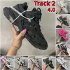 Designer Casual Shoes Track 2 Sneakers Men Women Tracks 4.0 Macaron Black White Grey Green Pink Yellow Blue Electric Cloth Embossed Le