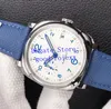 42 mm zegarek męski zegarek Mężczyźni Automatyczny cal.opxxxiv ruch kości słoniowej biała tarcza 906 Power Reserve Sport Blue Leather VSF Factory Calendar Data Fificine Na ręce