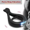 Anneau de pénis pour Couples anneaux vibrants jouets sexy hommes retarder l'éjaculation Massage Cockring sexyy marchandises hommes adultes Gay 18