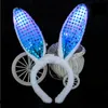 LED Luce lampeggiante Soffici orecchie di coniglio Fascia per capelli Paillettes Copricapo Orecchie da coniglio Costume accessorio Cosplay Donna Halloween Festa di Natale Fornitura F0623W3