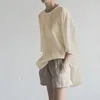 Easehut Cotton Linen Tshirts 여성 단색 Oneck Half Sleeve 캐주얼 티 탑 4xl 5xL 플러스 크기 캐주얼 여성 Tshirts 220526