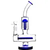 Niebiesko-zielony liniowy szczelinowy dyfuzor szisza bongo szklane bongo wodne recykler Dab Rigs ramię drzewo Perc platforma wiertnicza fajka wodna