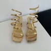 Klädskor mode guld kvinnor sandaler svart smal band rom sandal gladiator sommar sexig spiralband