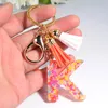 Exquisite Acrylic Initial Letter Keychain Women Multicolor Alphabet Key Ring With Tassel Bag Charm Accessories Keyholder Gifts
