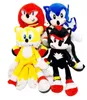 3D Sonic Model Plush Toy Bag Hedgehog Figur Kort plyschskolväskor går shopping deco ryggsäck barn man kvinna utomhus leksaker