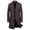 Style britannique manteau de laine hommes Slim Fit Trench longue laine mélange veste simple boutonnage décontracté mâle pardessus hommes mélanges T220810