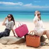 NOUVEAU!!! Sacs de rangement grande capacité plage couleur été Imitation Silicone panier créatif Portable femmes fourre-tout sac