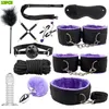 Sexleksaker Erotiska Vuxna Bdsm Bondage Set Handbojor Analplugg Vibrator Vuxenprodukter SM Toy Exotiska Tillbehör 220411