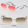 New Luxury Diamond cut Lens Rimless Leopard series Sunglasses Men Women Stainless Sun Glasses Rocks Wire 18K Gold Frame Round glas294a