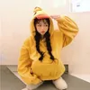 Kawaii Duck Hoodies vrouwen lange mouw schattige tops dieren sweatshirts herfst winter mode gele casual pullovers tops Harajuku 220812