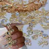 Nail Art Decorations 50PCS Lot Metal Zircon Charms Elegant Shapes Rhinestones Decoration With Gold Alloy Mix Styles Crystals Gem Supply 0426