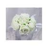 Dekorativa Blommor Kransar Tjej Brud Bridesmaid Bröllopshandtag Blomma Corsage Party Prom Champagne Elfenben Hand Wed Decor Tillbehör