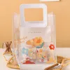 Sacs-cadeaux en PVC transparents avec fleurs d'ours mignons avec poignées en plastique blanc PVC réutilisable pour sacs cadeaux Boutiques Sacs de fêtes d'anniversaire MJ0605