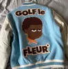 Męskie Kurtki Luksusowe Mężczyźni Niebieski Kwiat Golf Le Fleur Tyler The Creator Varsity Coats / Down Cotton Ciepła Zima # M2