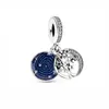 925 Sterling Silver Beads Moon Star Starry Sky Blue Series Charm Fit Pandora Bransoletka lub Naszyjnik Wisiorki Lady Prezent Hurtownie