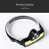 Cob LED Headlamp Destaque Luz da luz USB Carregamento multifuncional Lanterna ao ar livre Lâmpada noturna com bateria embutida