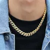 Jóias de hip -hop de 12 mm Cadeia de link cubano Chain de colar de ouro para homens para homem Diamante Iced Out Alloy Cader