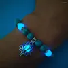 Beaded Strands 2022 In The Dark Bracelet For Women Men Yoga Prayer Lotus Buddha Beads Flower Shaped Natural Stone Bead Luminous Jewelry Kent