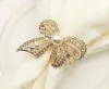 Pearl Bow Napkin Rings Rhinestone Napkin Buckle Hotel Wedding Party Table Decoration SN4498