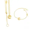 Europe America Fashion Jewelry Sets Lady Womens Gold-color Metal Engraved V Initials 26 Letters Alphabet Pendants Necklace Bracelet Letter e