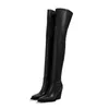 Boots Ladies Of-The Coleer Новая осень и зимняя толстая высокая каблука Сексуальные заостренные растяжки Slim Brown Bight 34-43 Размер 220709