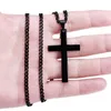 Hänghalsband högkvalitativ silverfärg guld svart rostfritt stål Crucifix Cross Men's Boy's Necklace Free Curb Chainpendant