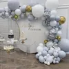 125pcs結婚式の装飾バルーンガーランドキットシルバーホワイトクロムグローブス4Dボールベビーシャワー背景ウォールパーティー用品220523