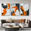 Abstract Orange Black Blocks Art Canvas Print Colorful Texture Modern Painting Wall Pictures for Living Room Decoration Cuadros