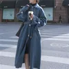 Bella Autumn Winter Solid Women Casual Woolen Coat Kvinnlig Long Windbreaker Jackets Korean Wool Coat Lady Overcoats 201215