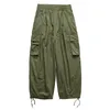 Multi Pocket Cargo Pants Men s Casual Solid Color Straight Baggy Wide Ben Croped Men Ankel Längd 220719