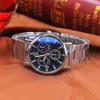 Moda observa Luxury Men Elegant Business Stainless Steel Band Outdoor Three Eyes Eyes Male Quartz Watch para presentes