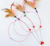 Cat Feather Wand Toy Steel Wire Bell Interactive Pet Stick Kitty Kittentrining Exerciser Heaser Stick Heads