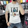 T-shirt da uomo 2022 New Cartoon Cat Lettera Ricamo Design Summer Fashion Brand Casual Slim Manica corta Cotone mercerizzato Multicolore Girocollo Tees M-4XL