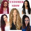 ضفائر كروشيه مجعد من Faux Locs مقاس 18 بوصة مع نهايات مجعدة وصلات شعر صناعية ناعمة أومبير جدائل شعر 70 جرام / قطعة طرف فضفاض LS12