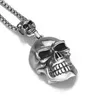 Pendant Necklaces Men's High Quality Metal Large Double Skull Biker Necklace