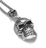 Colliers pendentifs pour homme en métal de haute qualité grand collier de motard double tête de mort