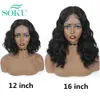 Short Bob Wigs Synthetic Lace Front Wig With Baby Hair Natural Color Middle Part Loose Weave Bob Lace Wigs For Black Womanfactory direct