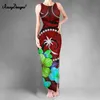 NoisyDesign Women's Tribal Hawaiian Print Sexig klänning Rund hals Bodycon Double Slit Vest Boho Purple Gothic Clothes Ropa Mujer 220627