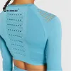 Chrleisure Sports Sports Set Mulheres Hollow Yoga Gym Workout Roupas de Manga Longa Fitness Crop Top Hip Lift Lifgings 220330